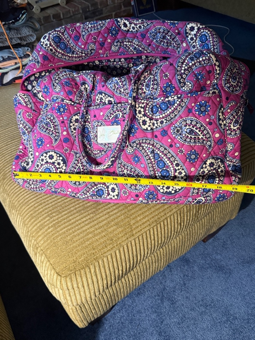 Vera Bradley Magenta Paisley Quilted Travel Duffel